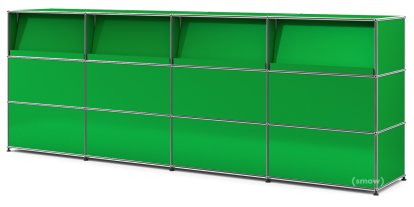 USM Haller Counter Type 2 (with Angled Shelves), USM green, 300 cm (4 elements), 50 cm