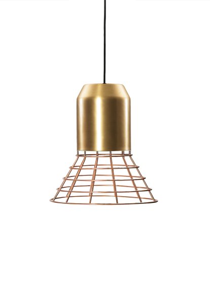 Bell Light, Brass, copper-plated cage, H 16 x ø 29 cm