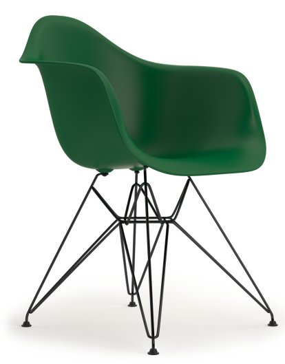 Eames Plastic Armchair DAR, Emerald, Without upholstery, Without upholstery, Standard version - 43 cm, Coated basic dark
