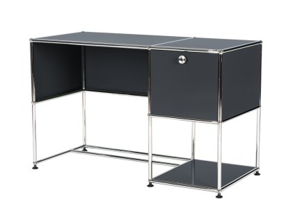 USM Haller Home Office Desk, Anthracite RAL 7016, With cable entry hole