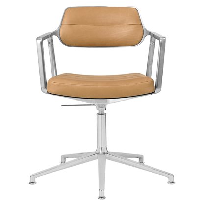 Swivel 453+ Chair, Polished, Fixed base, Leather camel