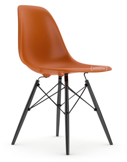 Eames Plastic Side Chair RE DSW, Rusty orange, Without upholstery, Without upholstery, Standard version - 43 cm, Black maple