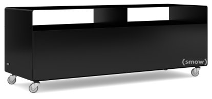 TV Lowboard R 109, Self-coloured, Deep black (RAL 9005), Industrial castors