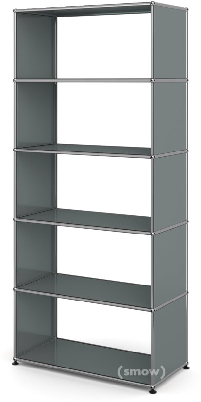 USM Haller Living Room Shelf M, without back panel, Mid grey RAL 7005