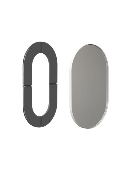 Unu mirror with LED lighting oval (set), H 100 x W 60 cm, White matt