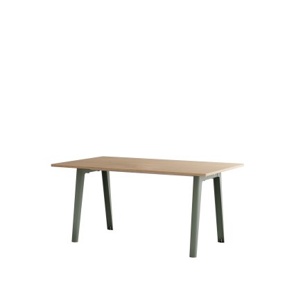 New Modern Dining Table Rectangular, Metal/Wood, 160 x 95 cm, Oak finish, Eucalyptus grey