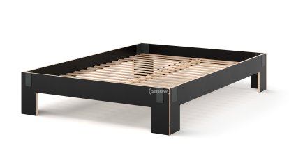Tagedieb, 160 x 220 cm, Without headboard, FU (plywood, birch) black, Anthracite, With rollable slatted base