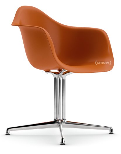 Eames Plastic Armchair DAL, Rusty orange, Without upholstery, Without upholstery, Aluminium polished, New seat height (43,0 cm)