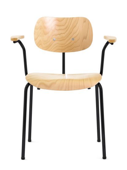 SE 68, Stackable, Without upholstery, Matt black powder-coated, With armrests, Natural