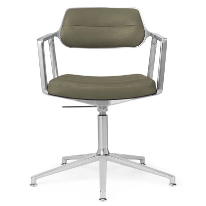 Swivel+ Chair, Polished, Fixed base, Bosco green leather