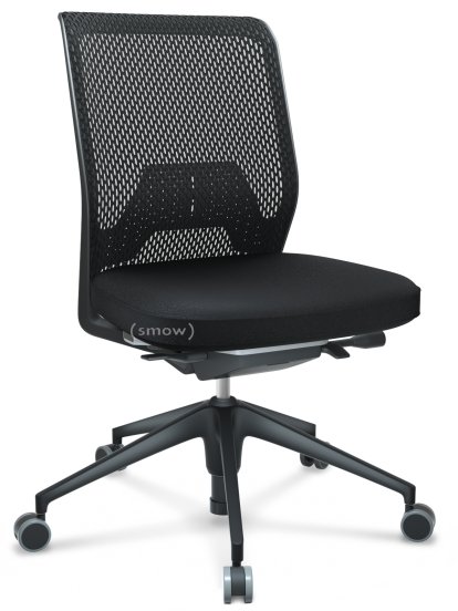 ID Mesh, FlowMotion-with tilt mechanism, with seat depth adjustment, Without armrests, 5 star foot , basic dark plastic, Basic dark, Plano seat cover, diamond mesh back, Nero, Hard castors for carpets