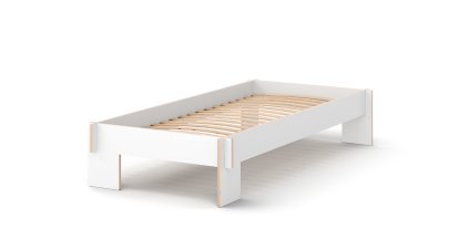 Siebenschläfer, 90 x 200 cm, Without headboard, White, With rollable slatted base