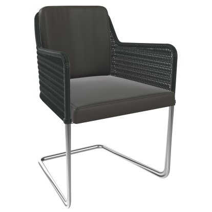 D43, Wickerwork I - dark green, Leather - anthracite, Stainless steel, matt