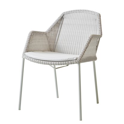 Breeze Chair, White grey, With seat cushion, Natté - White