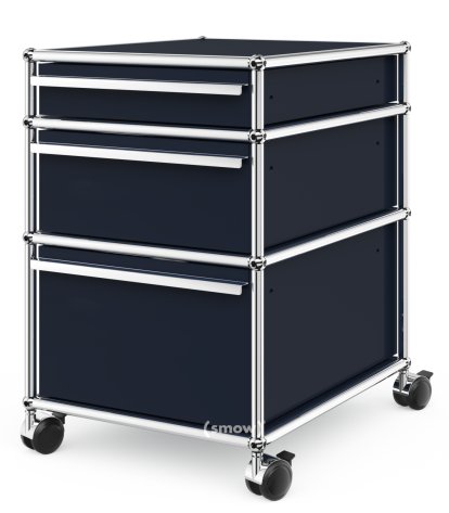 USM Haller Mobile Pedestal with 3 Drawers Type II (with Counterbalance), No locks, Steel blue RAL 5011