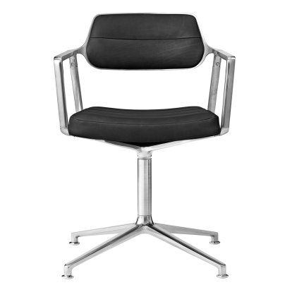 Swivel 453 Swivel Chair, Black leather, Polished