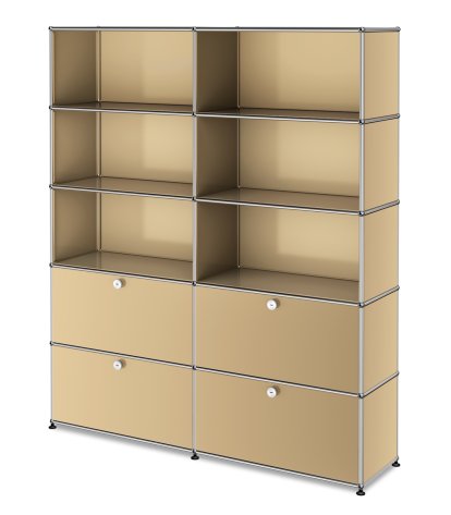 USM Haller Storage Unit L, Customisable, USM beige, Open, Open, With 2 drop-down doors, With 2 extension doors