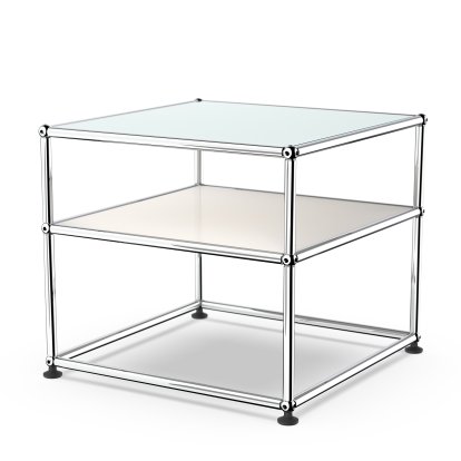 USM Haller side table Type II, Lacquered glass, Pure white RAL 9010