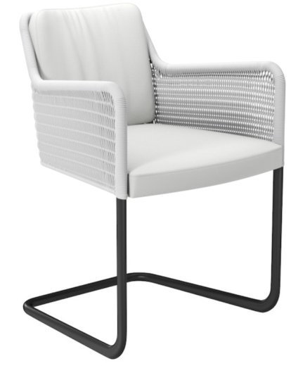D43 Chair, Leather , Pure white, Powdercoated black