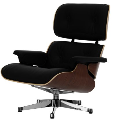Lounge Chair, Dark walnut, Leather Premium F nero, 89 cm, Aluminium polished