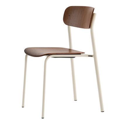 S 243 Chair, Pearl white (RAL 1013), Walnut clear lacquered