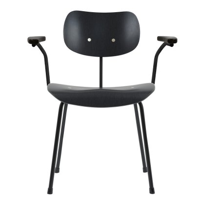 SE 68, Non-stackable, Without upholstery, Matt black powder-coated, With armrests, Beech, black stained