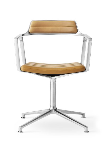 Swivel Chair, Leather camel, Polished