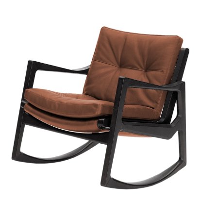Euvira Rocking Chair Soft, Black stained oak, Classic leather cognac