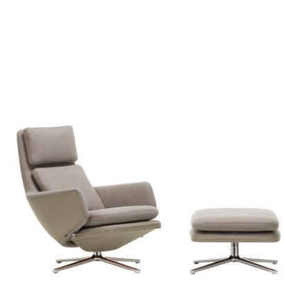 Grand Relax Lounge Chair, With Ottoman, Cosy fabric, fossil / Leather Forte, sand, Basic dark, 41,5 cm