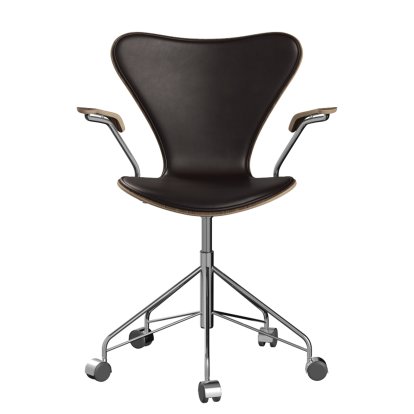 Series 7 Swivel Chair 3117 / 3217 Front Upholstery, With armrests, Clear varnished wood, Clear varnished walnut, Dark brown, Chrome