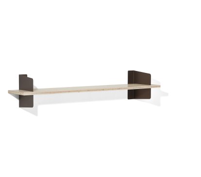 Wall Shelf Atelier, 3-layer fir/spruce veneer with white-pigmented lacquer, Dark bronze, Version 1, 160 cm