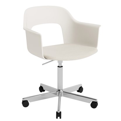 Layout 243 Swivel Armchair with Upholstered seat, Cream white / Mode 011, Polished aluminium