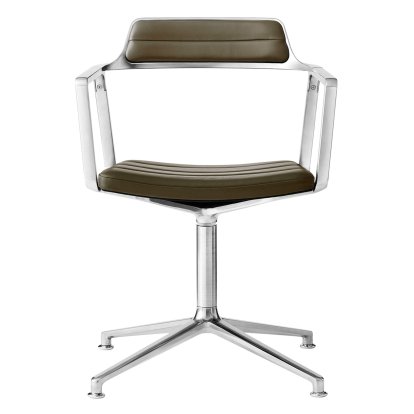 Swivel 452 Chair, Polished, Fixed base, Bosco green leather