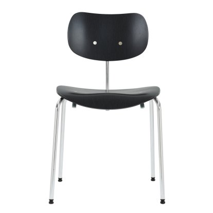 SE 68, Stackable, Without upholstery, Chrome-plated, Without armrests, Beech, black stained