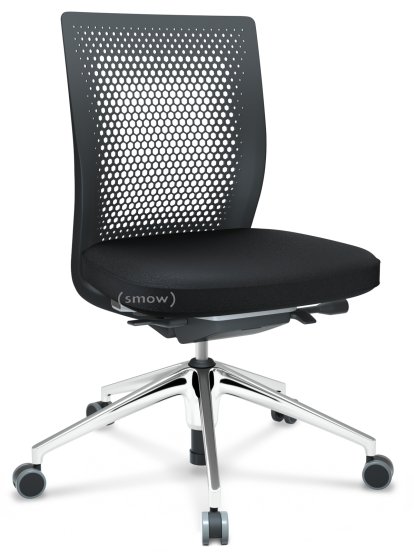 ID Air, Basic dark, Plano fabric-66 nero, Basic dark, 5 star foot, polished aluminium, Without armrests, Soft castors for hard floor surfaces