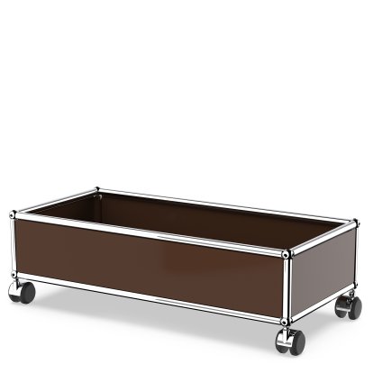 USM Haller box with castors, USM brown, Hard castors for carpets