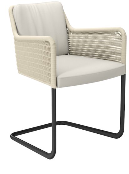 D43 Chair, Leather , Cream white, Powdercoated black