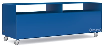 TV Lowboard R 109, Self-coloured, Gentian (RAL 5010), Industrial castors