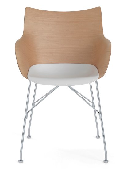 Q/Wood, Light beech / white seat, Chrome