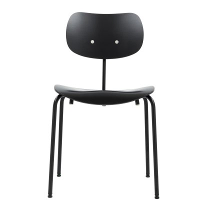 SE 68, Stackable, Without upholstery, Matt black powder-coated, Without armrests, Black stained