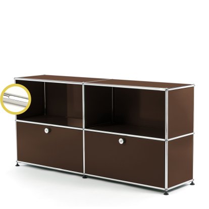 USM Haller E Sideboard L with Compartment Lighting, USM brown, Cool white