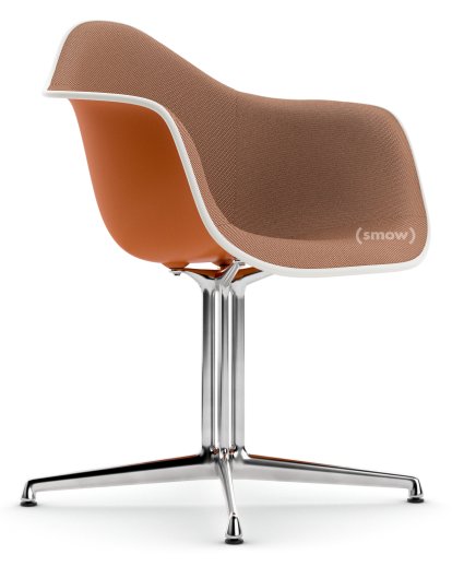 Eames Plastic Armchair RE DAL, Rusty orange, With full upholstery, Cognac / ivory