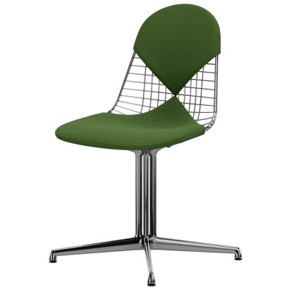 Wire Chair DKL, Aluminium polished, Seat and backrest cushion (Bikini), Grass green / forest