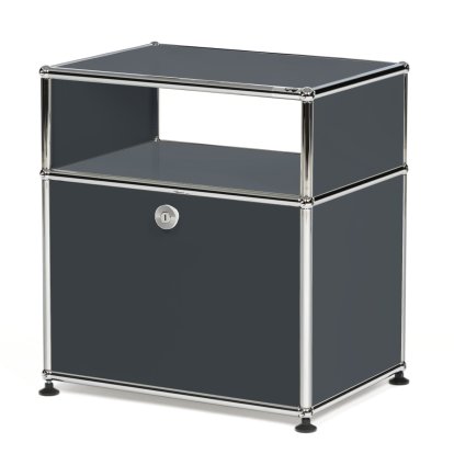 USM Haller bedside cabinet with hinged door and intermediate shelf, Anthracite RAL 7016