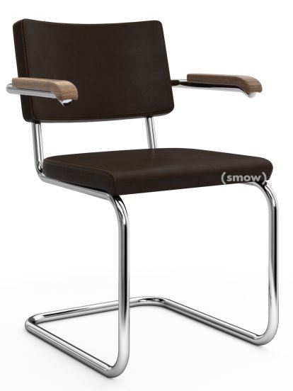 S 32 PV / S 64 PV Pure Materials Cantilever Chair, Nappa Leather dark brown, Walnut