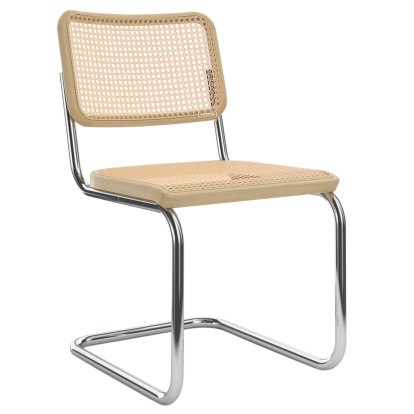 S 32 V Pure Materials Cantilever Chair, Oak, Chrome-plated, Black plastic glides with felt