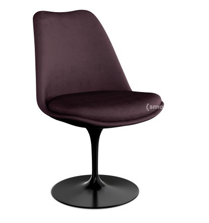Saarinen Tulip Chair, Static, Upholstered inner shell and seat cushion, Black, Plum (Eva 119)