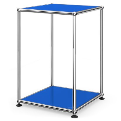USM Haller Side Table 35 High, Both panels metal, Gentian blue RAL 5010