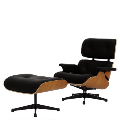 Lounge Chair & Ottoman - Natural Edition, American cherry ,  Natural F leather, Chocolate ,  Polished, sides black