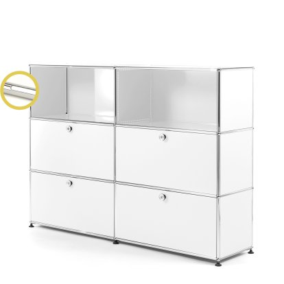 USM Haller E Highboard L with Compartment Lighting, Pure white RAL 9010, Cool white